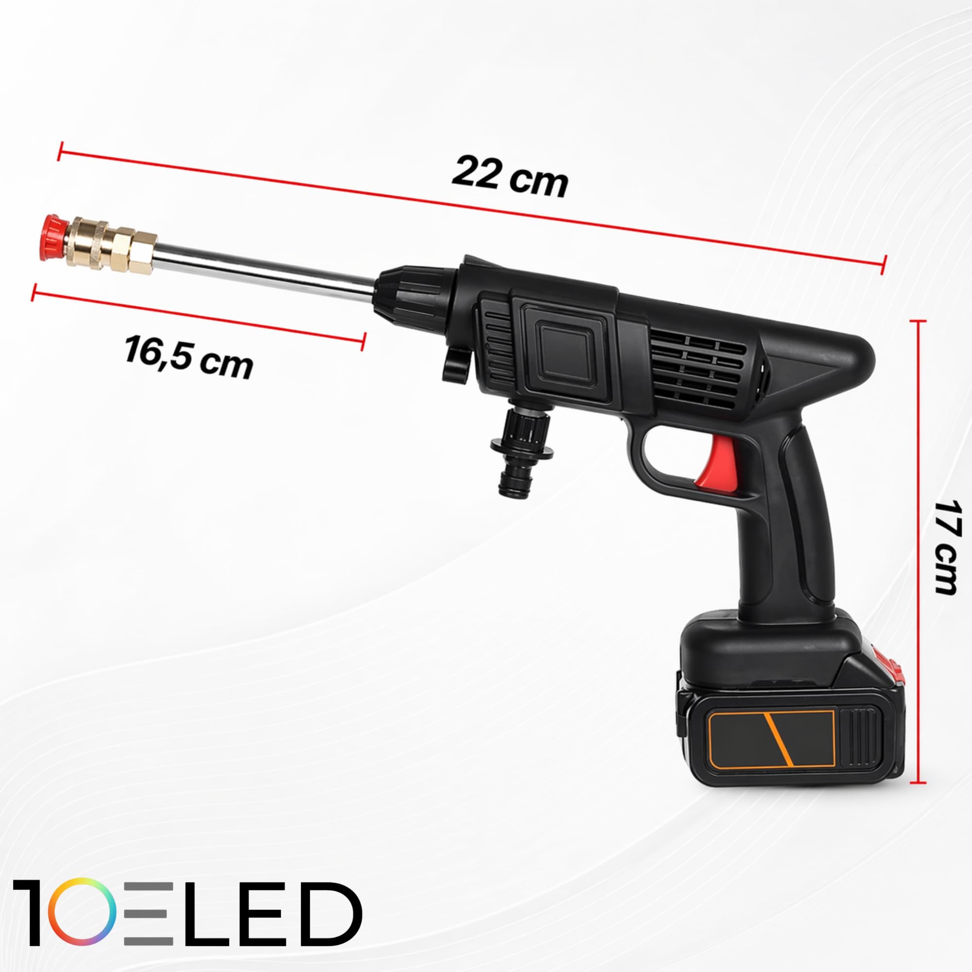 Idropulitrice a Batteria Portatile con Aspirazione da Secchio - Ugelli Multifunzione e Schiumatore - Pistola ad Alta Pressione per Auto,Bici, Giardino - Compreso di Valigetta e tutti gli Accessori
