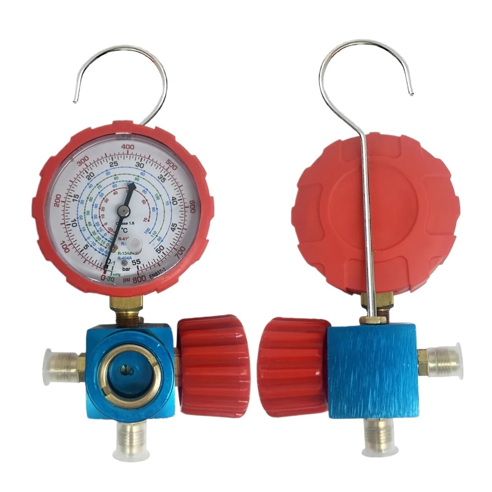 1 Stück Kühlmittel-Manometer 500psi/800psi A/C Diagnosegerät zum Nachfüllen des Kühlmittels für R22/R410A/R134A/R404A mit visuellem Spiegel (HIGH Kunststoff Knob)