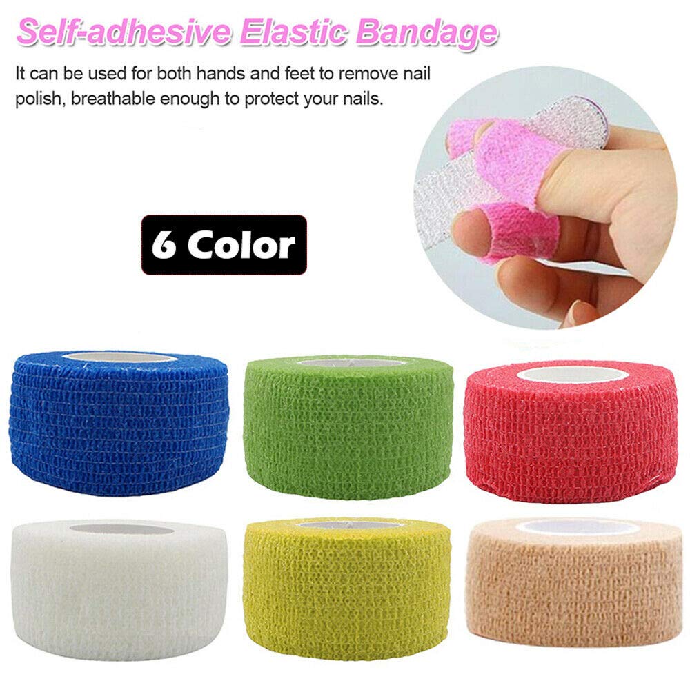Cinta de vendaje BE-TOOL autoadhesiva para dedos, 6 rollos de 12 rollos de 2,5 cm x 4,5 m, cinta deportiva fuerte para esguinces de dedos e hinchazón, rollos de vendaje autoadhesivo, blanco