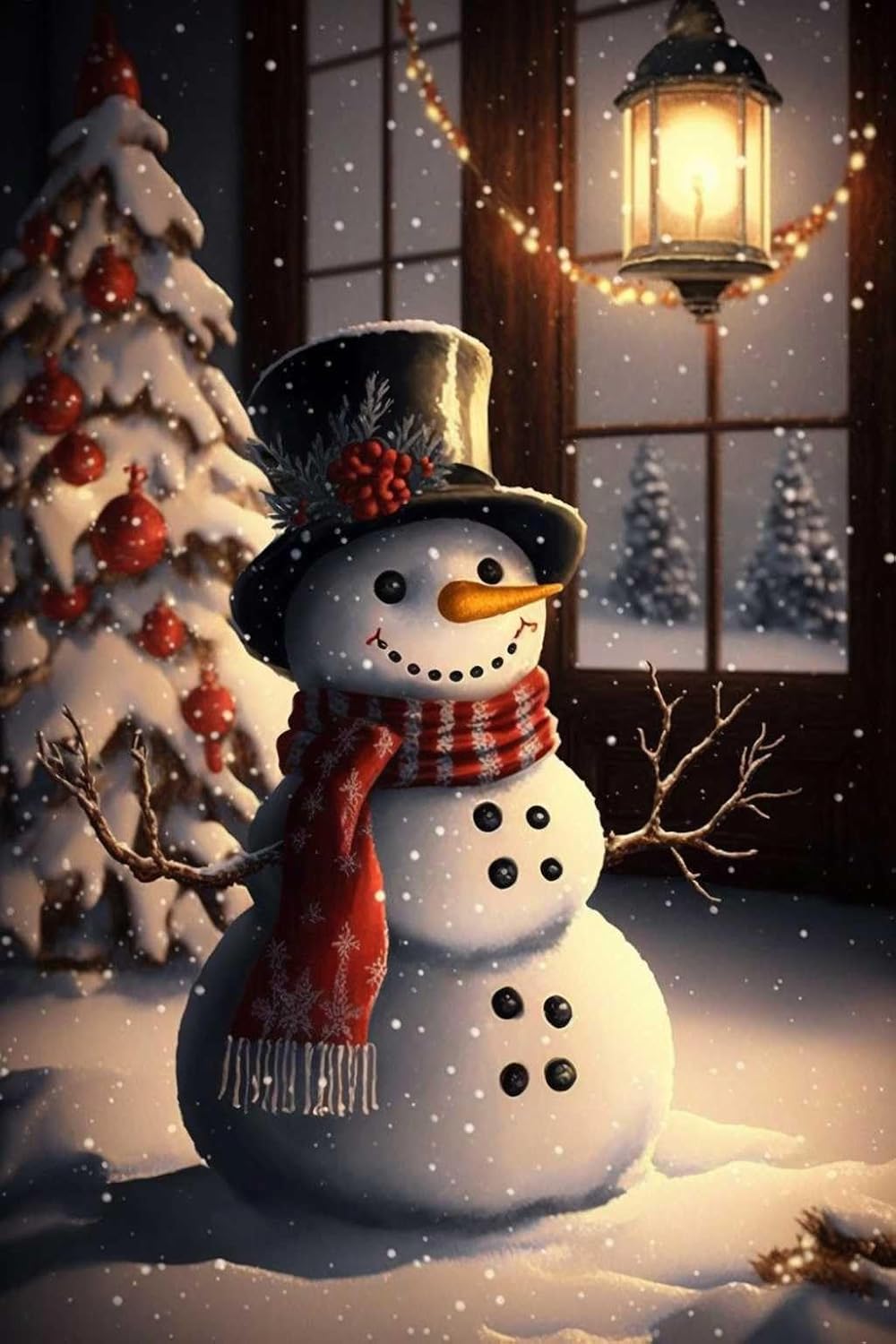 Treff Christmas Gift for Friends,5d Diamond Painting for Adults,Snowman Happy Time-Cross Stitch Art Crafts Home Wall Decoration Gifts 20x20 Inch, ABIN04