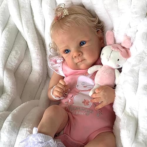 Angelbaby Reborn - Muñecas de bebé realistas de 18 pulgadas, muñeca de silicona con pelo rubio Bebe Reborn para niñas