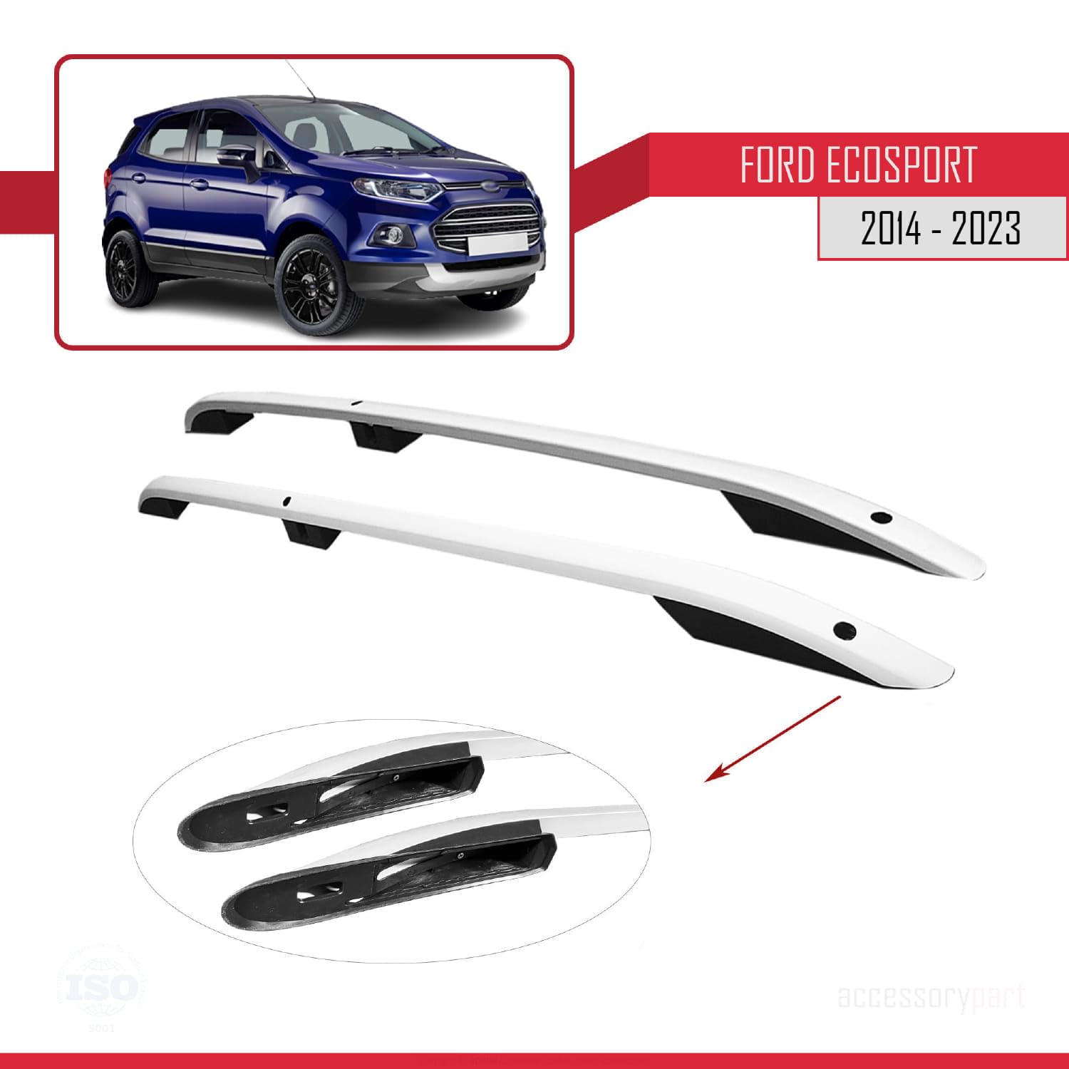 Kompatibel mit Ford EcoSport (B515) 2014-2023 (Kurzer Radstand L1/H1) Dachreling Dachträger Gepäckträger Grau