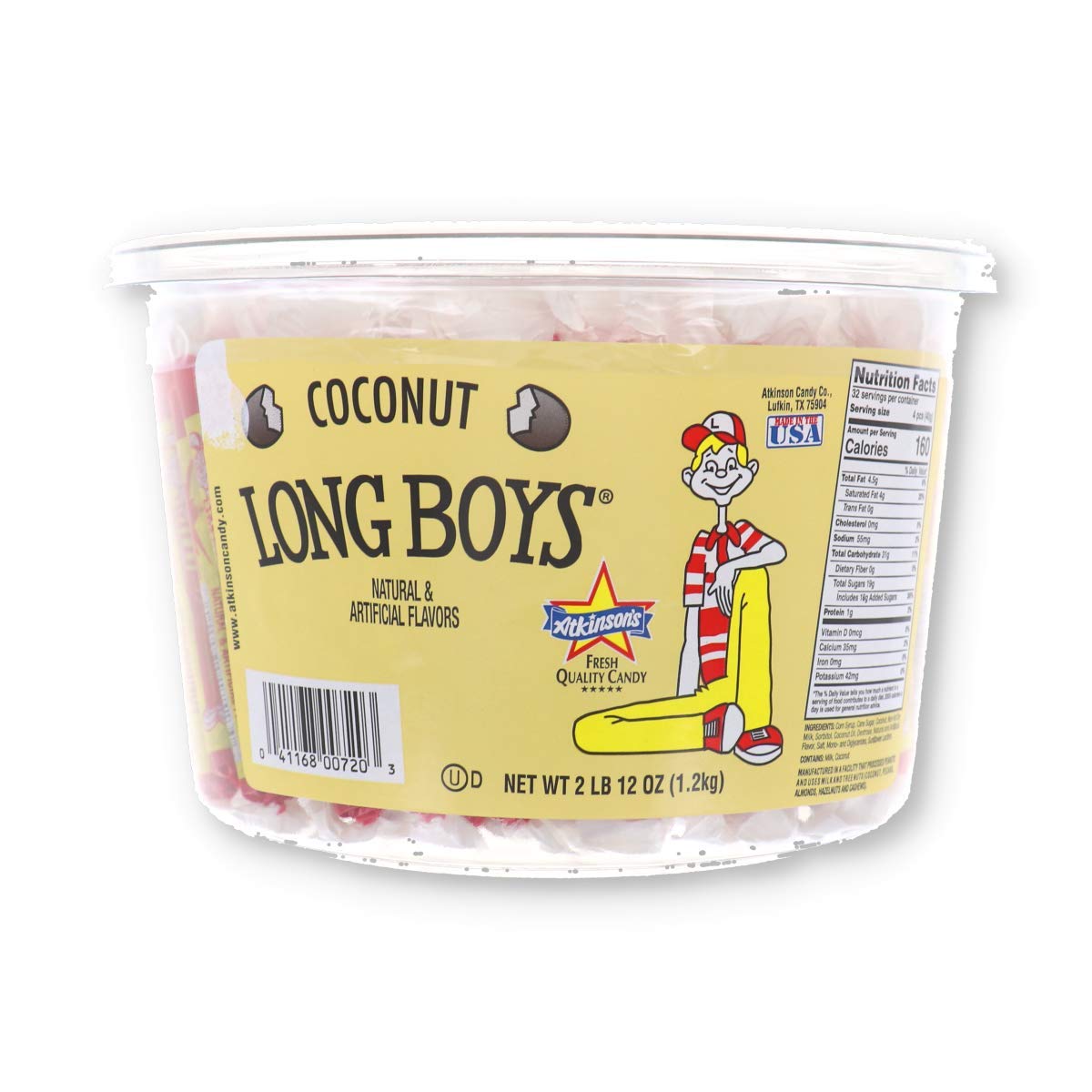 Atkinsons Longboys Coconut - Tub, 130 Count (SUGAR CANDY - ETHNIC)