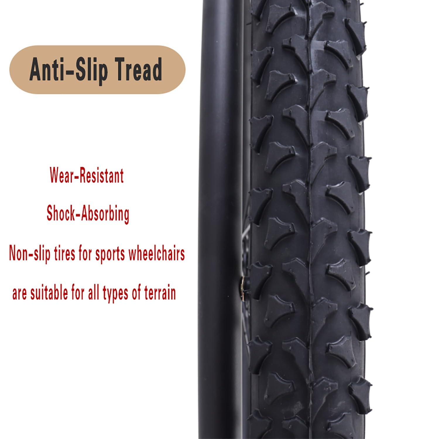 Rueda Trasera de Recambio para Silla de Ruedas Deportivas, 24 × 1.95 (52-507) Inflables Todoterreno Neumático para Interiores y Exteriores(Bearing 12.7mm)