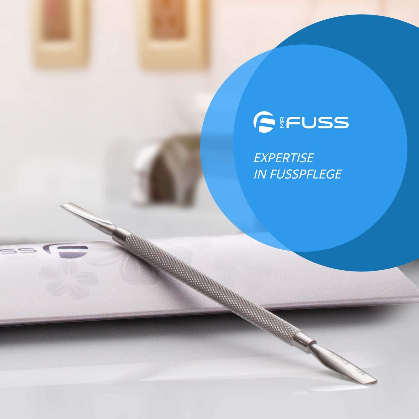 Mr. Fuss® Pro Cuticle Pusher - podwójna szpatułka do skórek ze stali nierdzewnej, 2 rozmiary