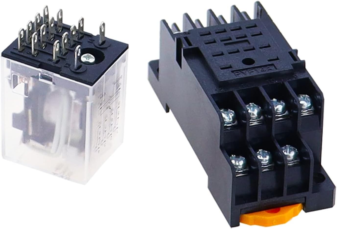 1SET MY4NJ Pattern AC 12V 24V 36V 48V 110V 220V 380V Coil Power Relay DIN Rail Mounted 14 Pin 4PDT w Socket