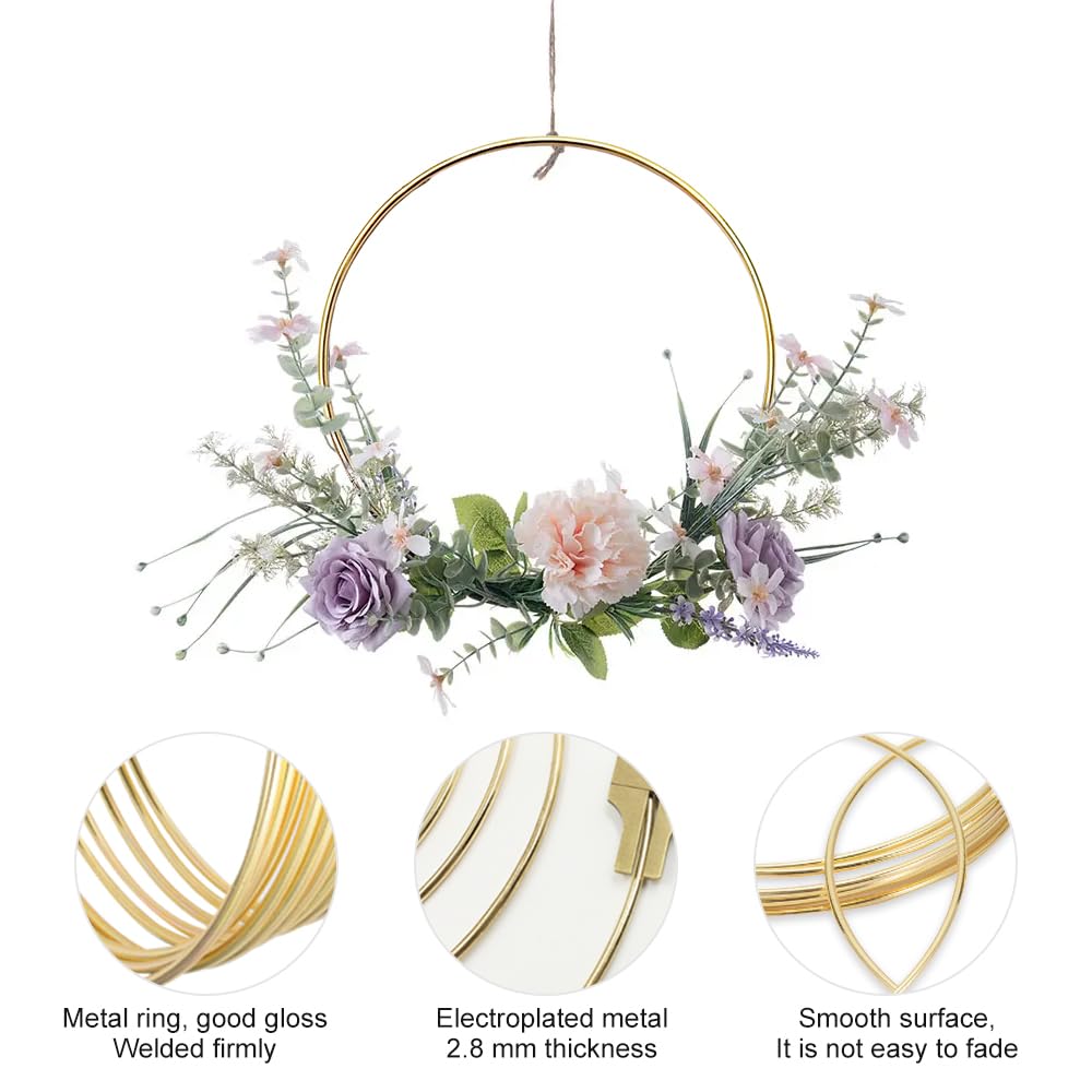 10 Cerchi Metallo Per Ghirlande Fai Da Te - Anelli 20cm Con Gancio E Corda - Foto 8