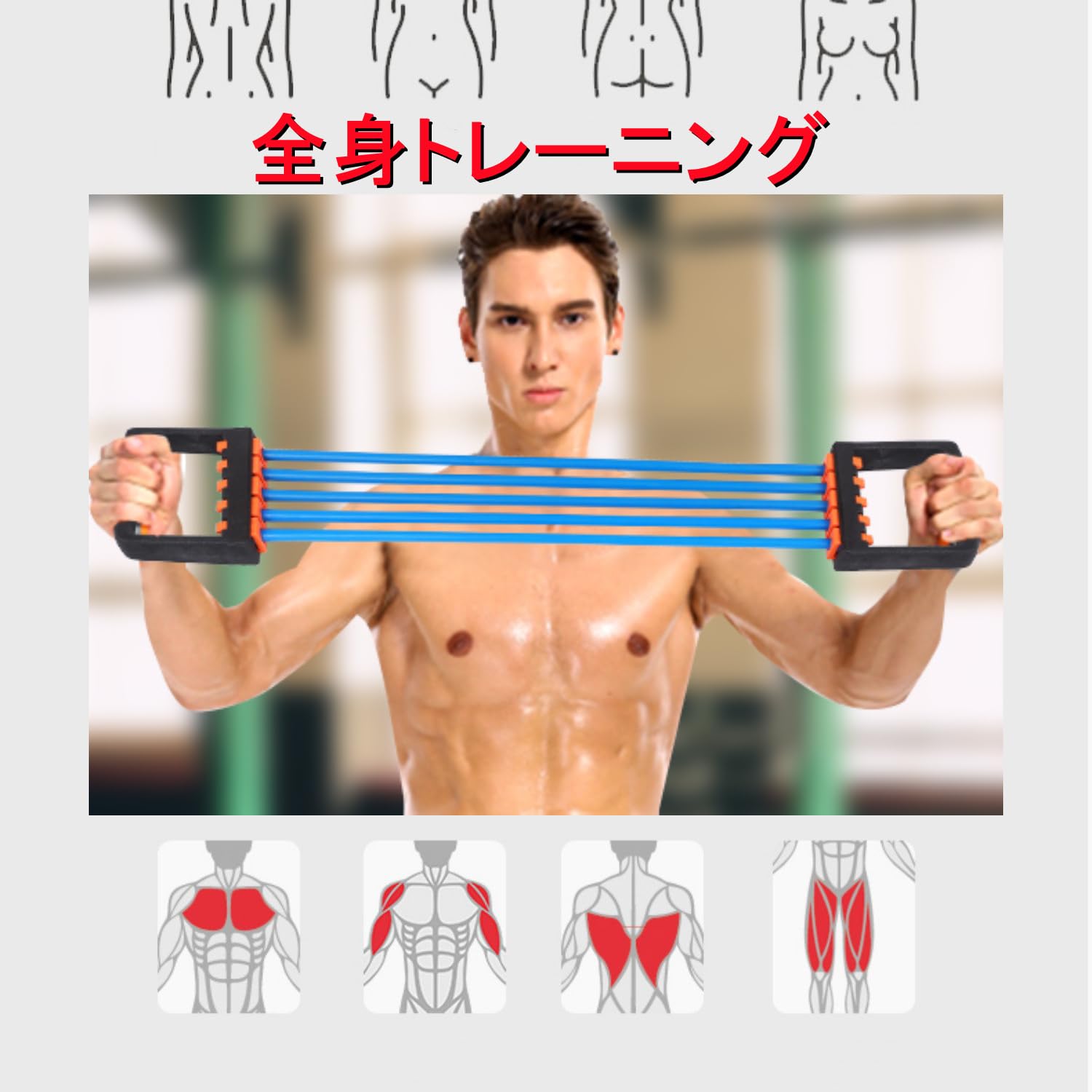 Amazon.co.jp: エキスパンダー 5連式チューブ フィットネス