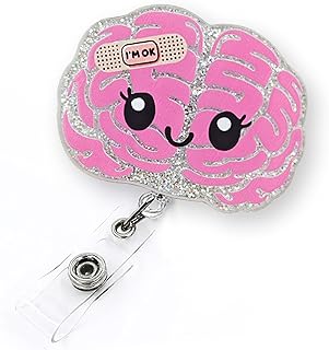 Funny Brain Badge Reel Retractable for Neurology Nurse, Neuro Nurse Brain Badge Holder for Work, Personalized Neurologist Gifts, Neuroscience Badge Holder with Alligator Clip & 24” Durable Nylon Cord