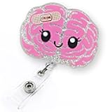 Funny Brain Badge Reel Retractable for Neurology Nurse, Neuro Nurse Brain Badge Holder for Work, Personalized Neurologist Gifts, Neuroscience Badge Holder with Alligator Clip & 24” Durable Nylon Cord
