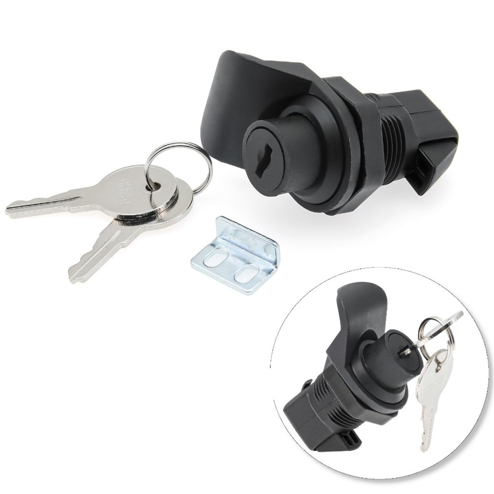 Plastic Push Button Latch Trailer Cupboard RV Caravan Drawer Latch Locks with Keys Boat Yacht 1Pcs