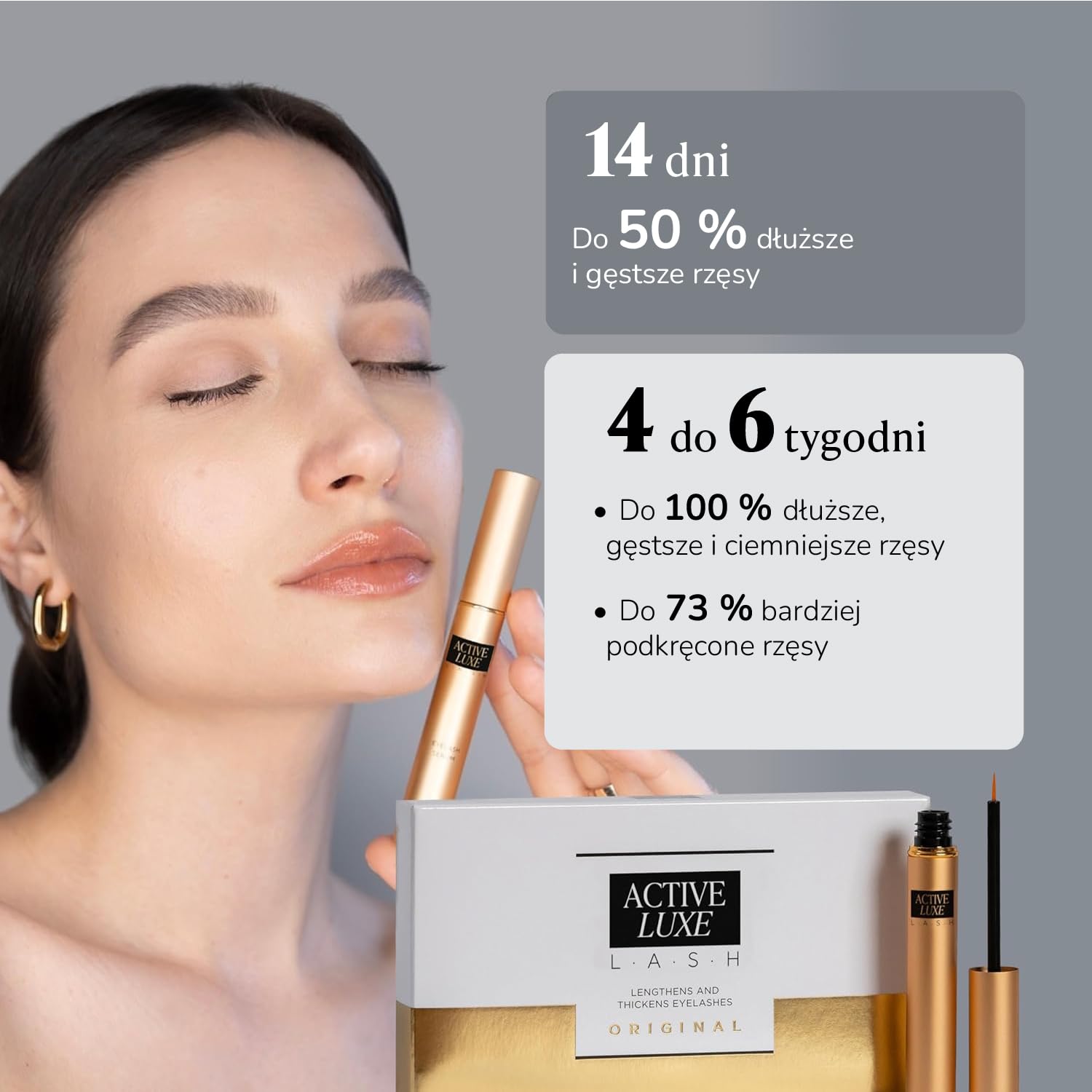 Active Luxe Serum do Rzęs – Serum na dłuższe, gęstsze i ciemniejsze rzęsy – Serum do rzęs bez hormonów, wegańskie i klinicznie testowane, 1,5 ml | Dłuższe, gęstsze i ciemniejsze rzęsy, bez hormonów, wegańskie, testowane klinicznie