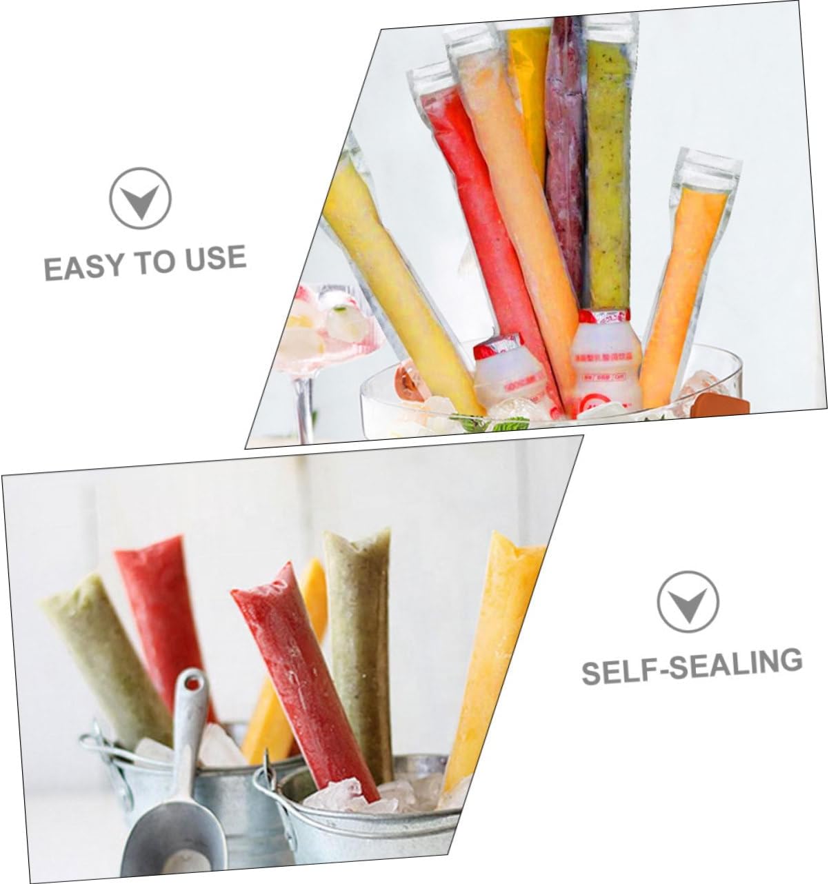 CALLARON 3sets Ice Candy Bag Reusable Ice Sucker Molds Pouch for Diy Lollipops 50pcs*3