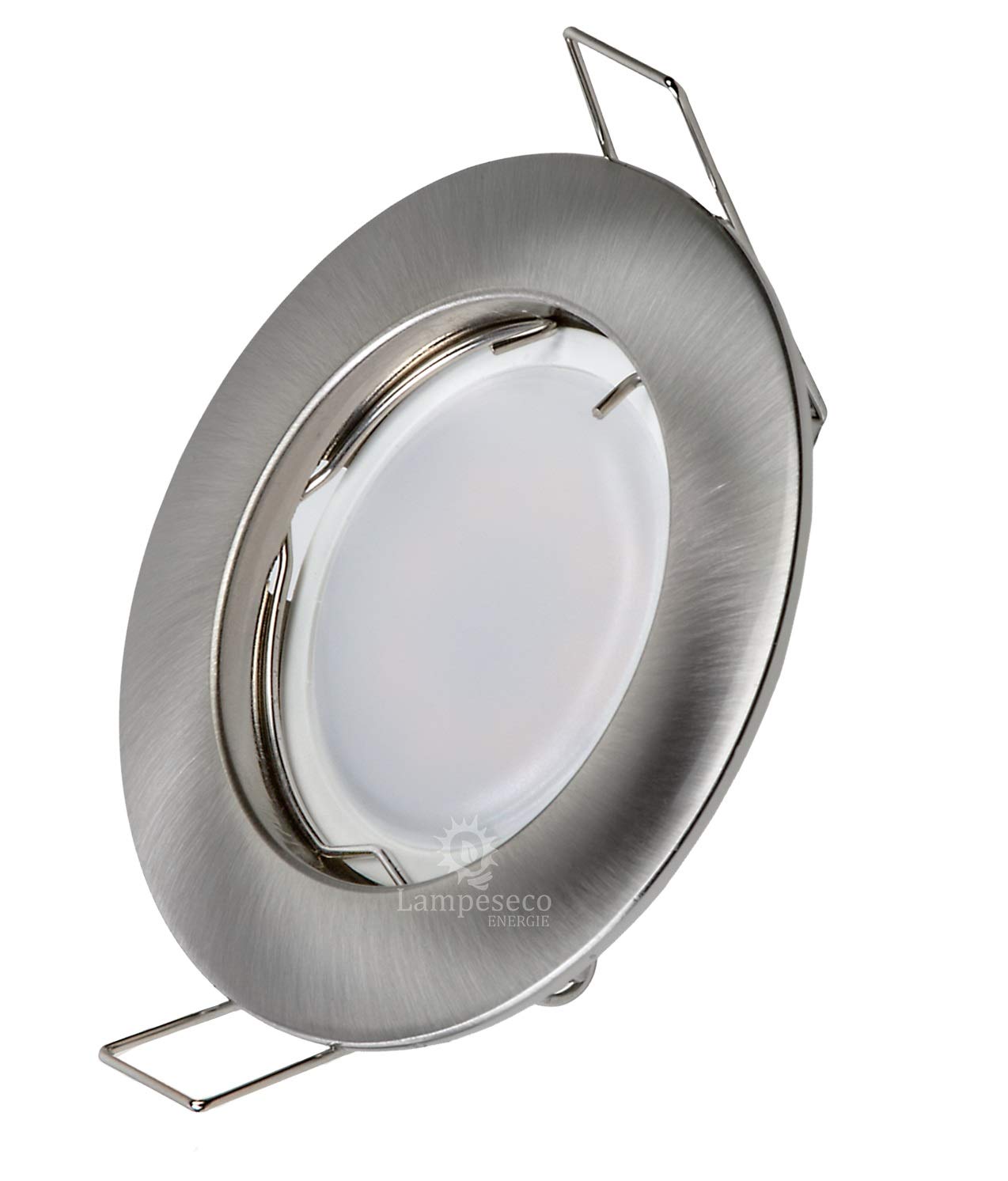 LampesEcoEnergie 10 SPOTS LED DIMMABLE SANS VARIATEUR 7W eq.56w BLANC CHAUD FINITION ALU BROSSE