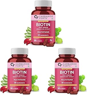 Biotin Supplement with 50 Multivitamin Ingredients for Women & Men - 90 Veg Tablets (Pack of 3)