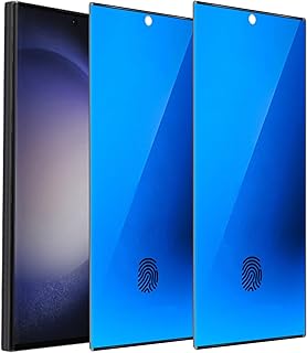 2 Pack Anti-Blue Privacy Tempered Glass for Samsung Galaxy S23 Ultra Mirror Anti-Spy Screen Protector Anti-Peeping Film Electroplated Blue