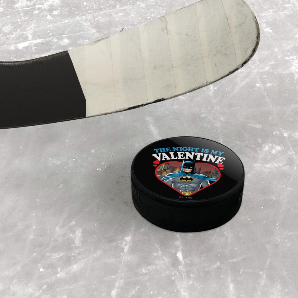 Batman The Night is my Valentine Ice Hockey Puck