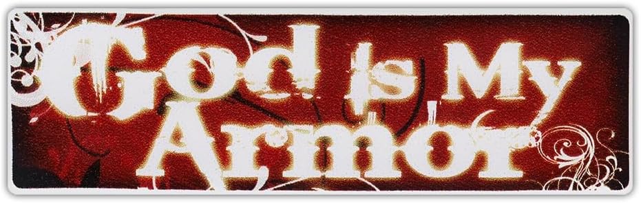Crazy Novelty Guy Motorcycle Helmet Stickers Decals - God is My Armor - Religious, Jesus Christ - 3" x 1"