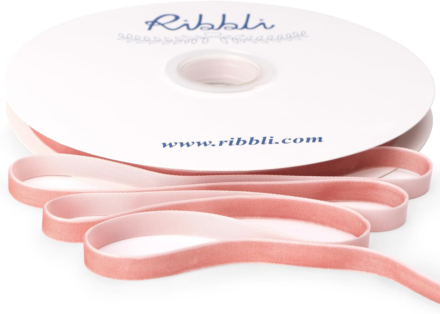 Ribbli Rose Gold Velvet Ribbon 3/8 Inches Continuous 25 Yard Spool Dusty Pink Christmas Ribbon for Gift Wrapping Crafts Home Decor