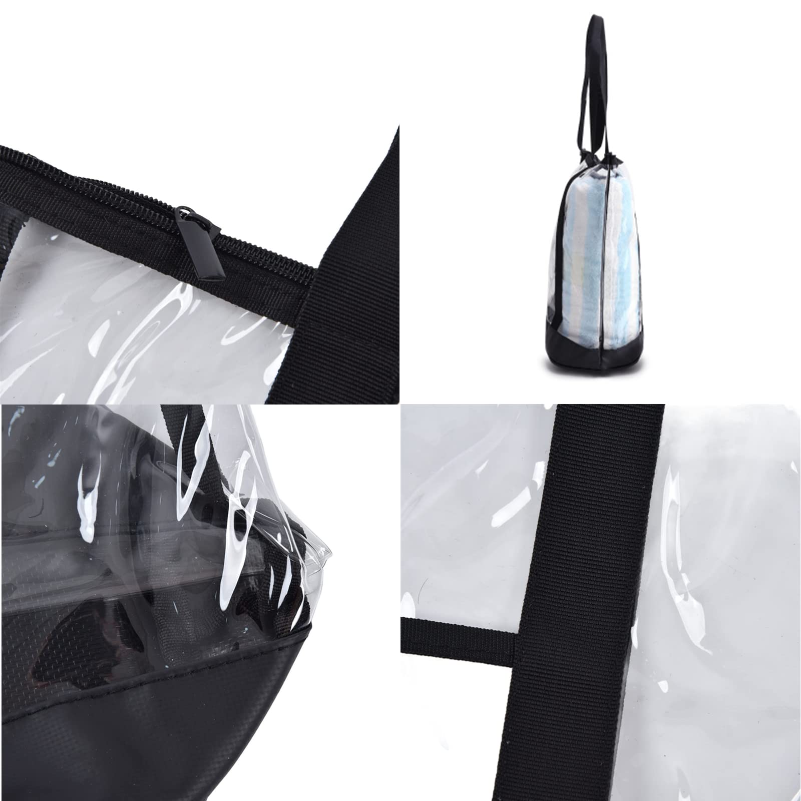Borsa a Tracolla Trasparente, Grande Borsa da Viaggio in PVC Impermeabile con Multiple Tasche 43x20x39 cm per Spiaggia, Palestra e Shopping Uomo Donna