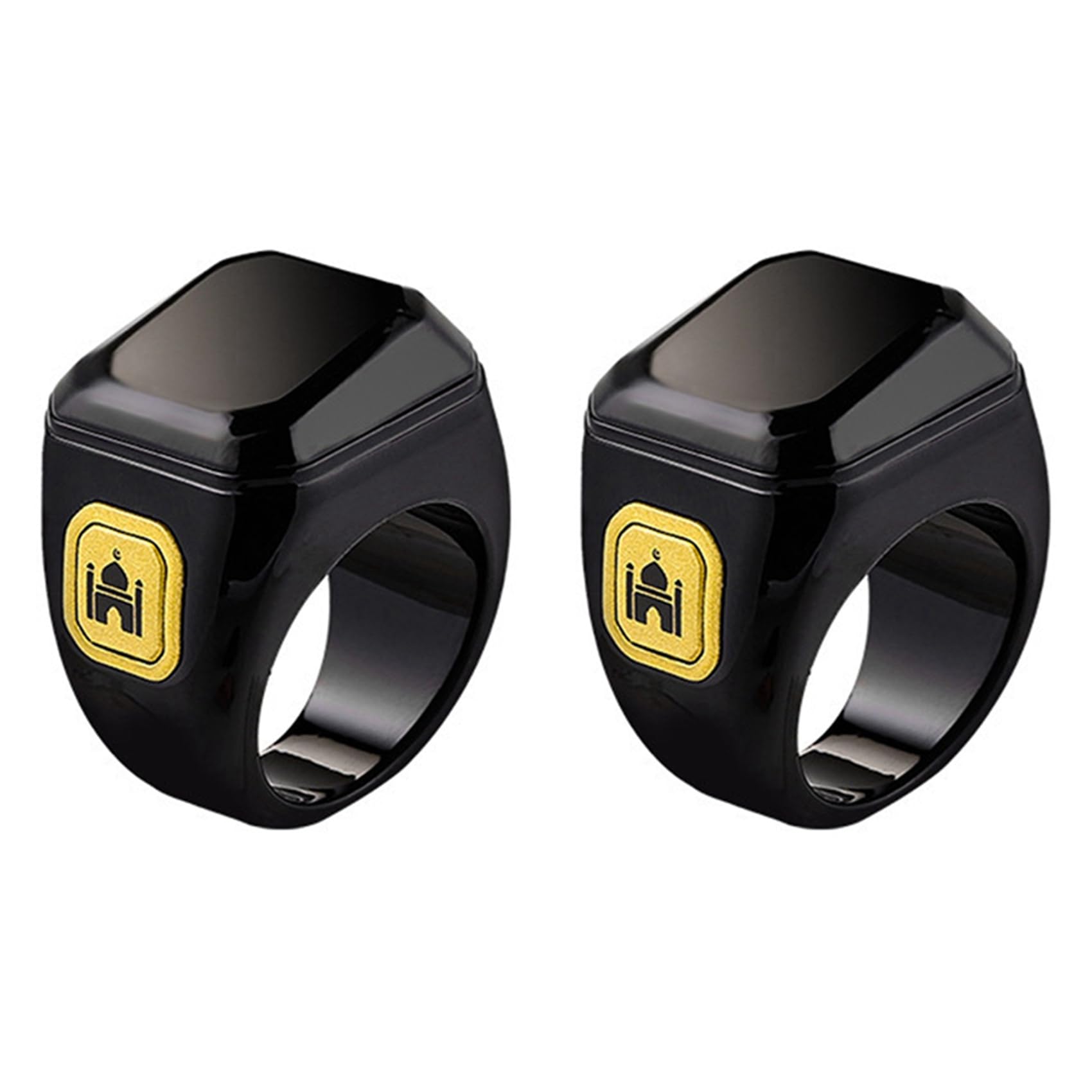 Jnchdghwa Black 2X Smart Ring Bluetooth Electronic Finger Counter Worship Time Reminder Count Prayer Finger Ring Counter 18Mm