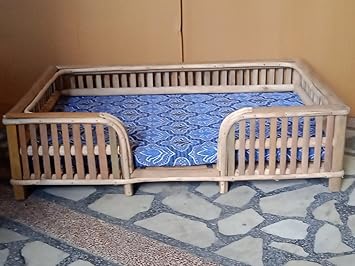 Avika Wooden Bamboo Pet Bed for Dogs and Cats with Seating Foam