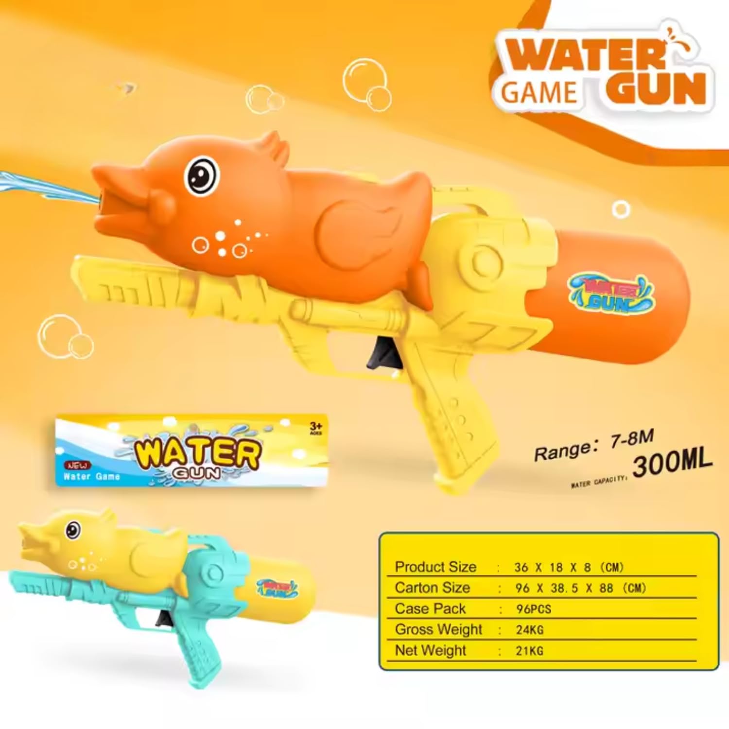 Storio Cute Duck Holi Pichkari Water Gun Toy for Kids for Holi with 25Ft Range |High Pressure Mechanism Ideal Outdoor Toy for Pool & Beach Fun