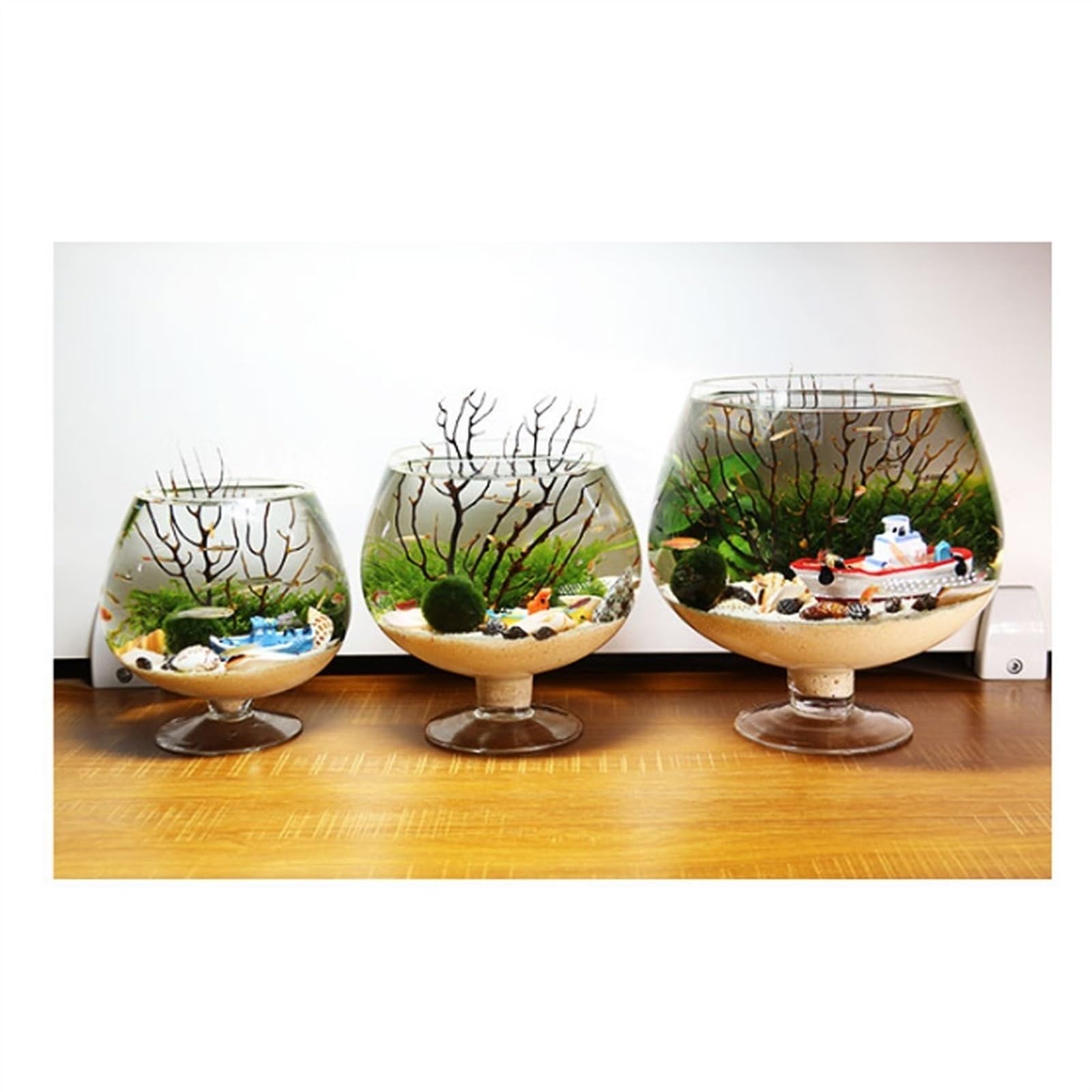 Acuario Tanque de Peces en Forma de Copa, Tanque de Peces, Acuario, Botella ecológica de Escritorio, Tanque de Peces pequeño, Agua de Vidrio Transparente for Mascotas Peces Acuario(Grande)