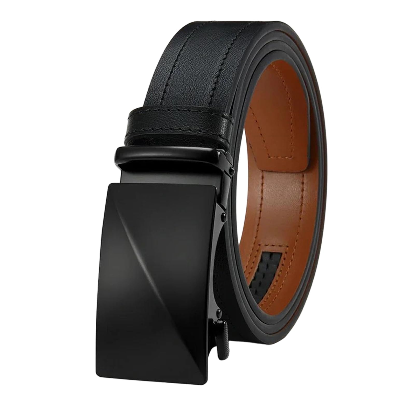 Yeuyyben Cinturón de cuero genuino para hombre, hebilla automática, ajustable, cinturón de trinquete casual de negocios