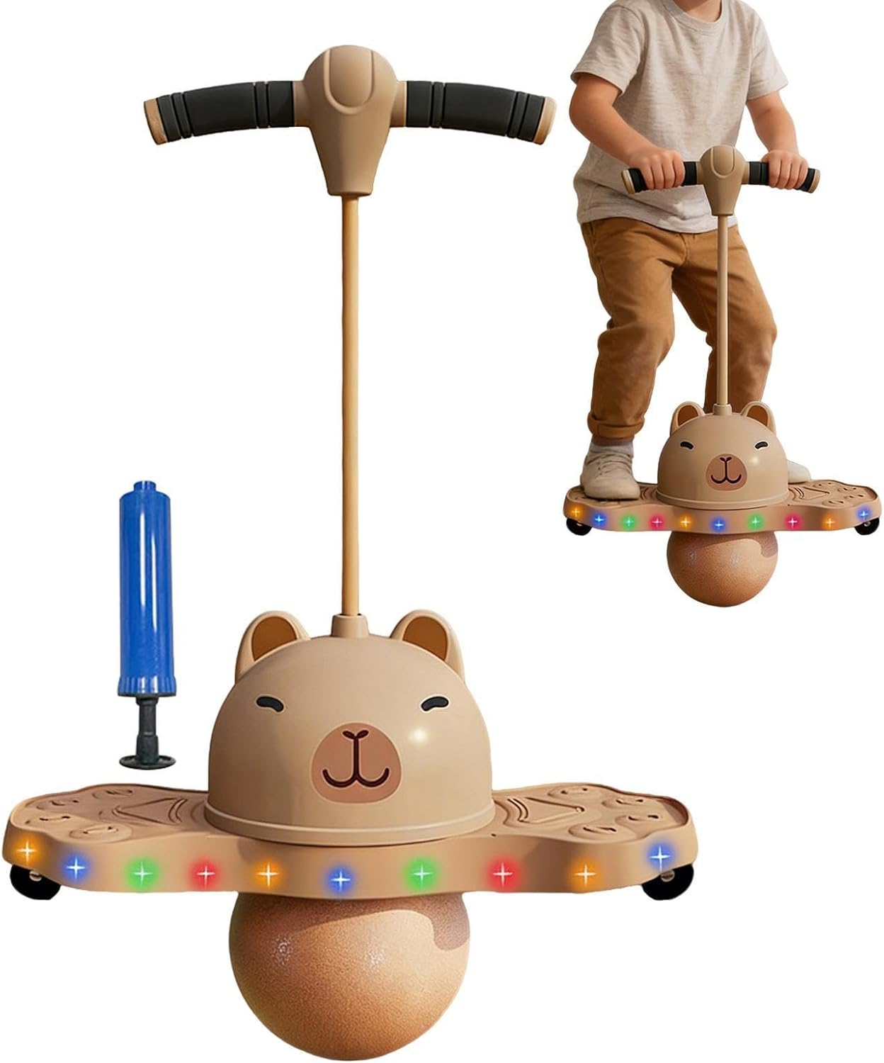 Balance Ball with Handle,2026 Balance Jumping Ball,Pogo Jumper Balls for Kids Adults,Glowing BalancesTraining Toy,Anti Slip Low Noise for Indoor Outdoor Use