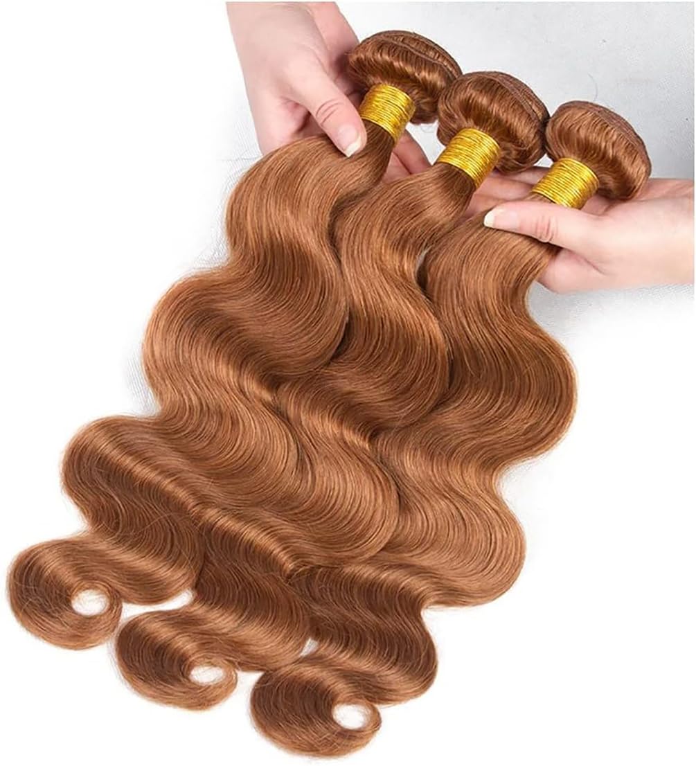 Body Wave Bundles Human Hair Tissage Cheveux Extensions De Cheveux Humains Tressés Naturels Extensions 3 Bundles 50g/pcs Double Weft #30 Light Brown for Woman 12 14 16 Inch