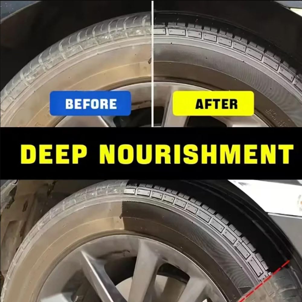 Shine-Reviving Tire Wax - Restore that Deep Black, Car Tire & Plastic Trim Renewal Paste, Tires Coating Paste, Prevents Cracking & Easy Application for Cars Trucks Motorcycles (3set)