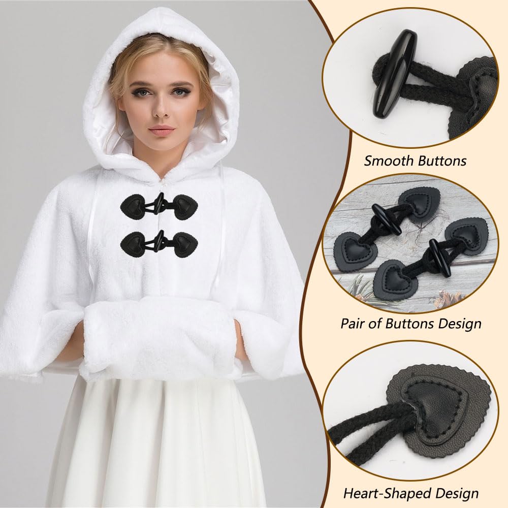 4 Paia Di Alamari In Pelle Nero 11x3.5 Cm - Bottoni A Levetta Per Cappotti, Giacche E Progetti Fai Da Te - Foto 4