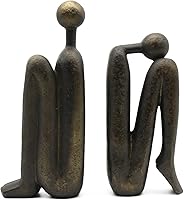 Lukitas Thinker Decorative Bookends - Non-Slip Resin Book Holders for Shelves, Abstract Thinker Sculptures, Home Office Decor 9-Inch Pair