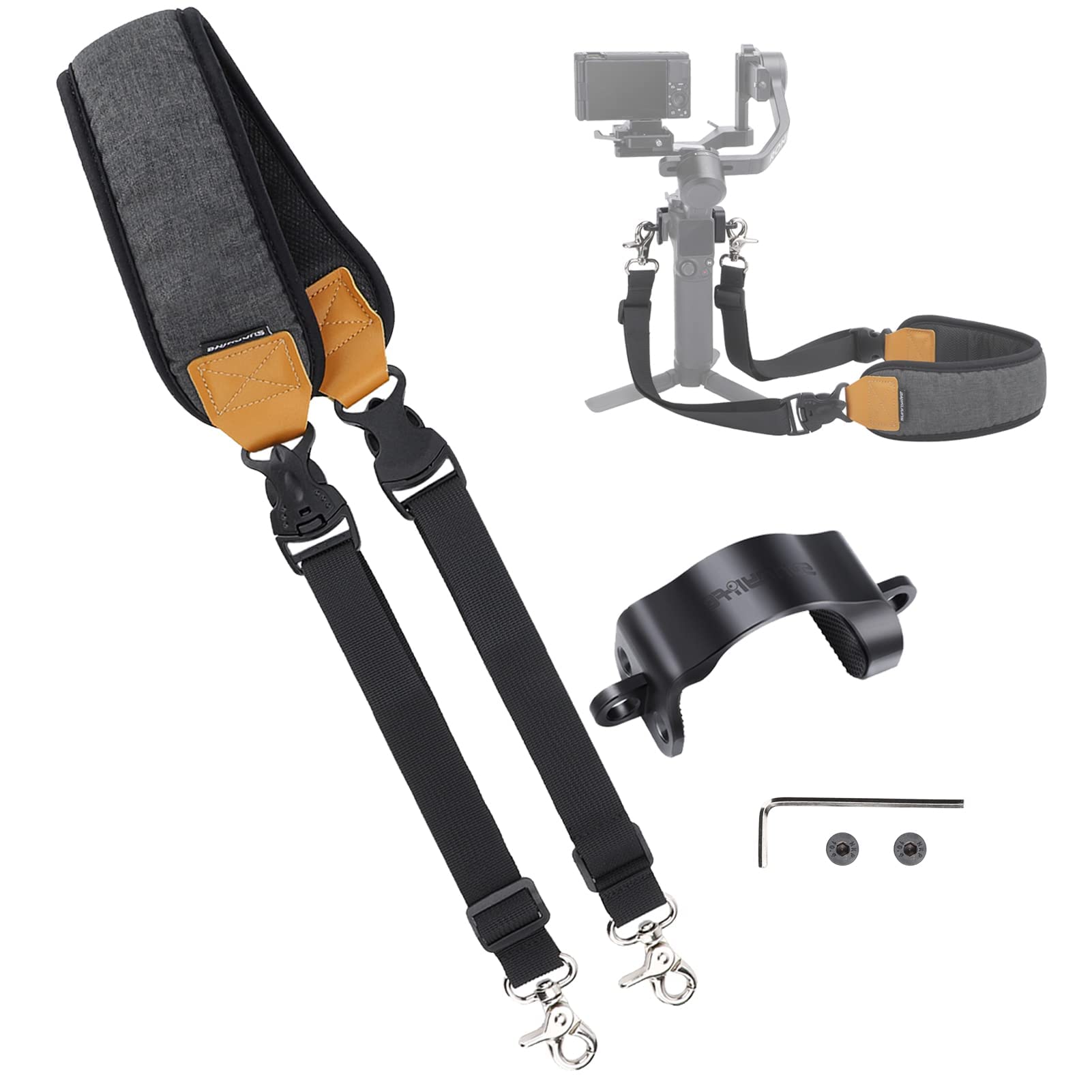 Neck Shoulder Strap for DJI RS 3 Mini Gimbal Lightweight Stabilizer for Canon/Sony/Panasonic/Nikon/Fujifilm Lanyard Accessories Cushion Shoulder Lanyard Dual Hook Adjustable