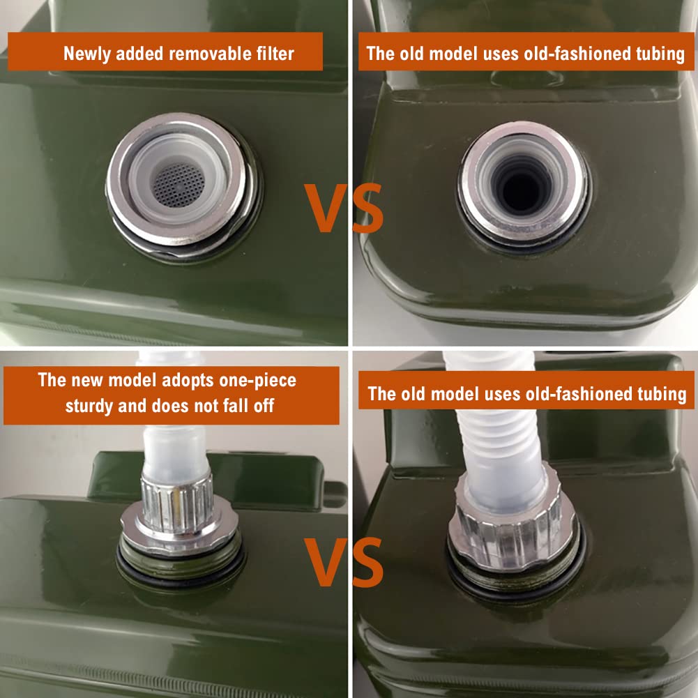 URFEDA Metall-Kraftstoff-Kanister, Benzinkanister 25 L Kraftstoff-Kanister Reservekanister UN-Zulassung Diesel-Kanister,mit Metall-Auslaufrohr flexibel