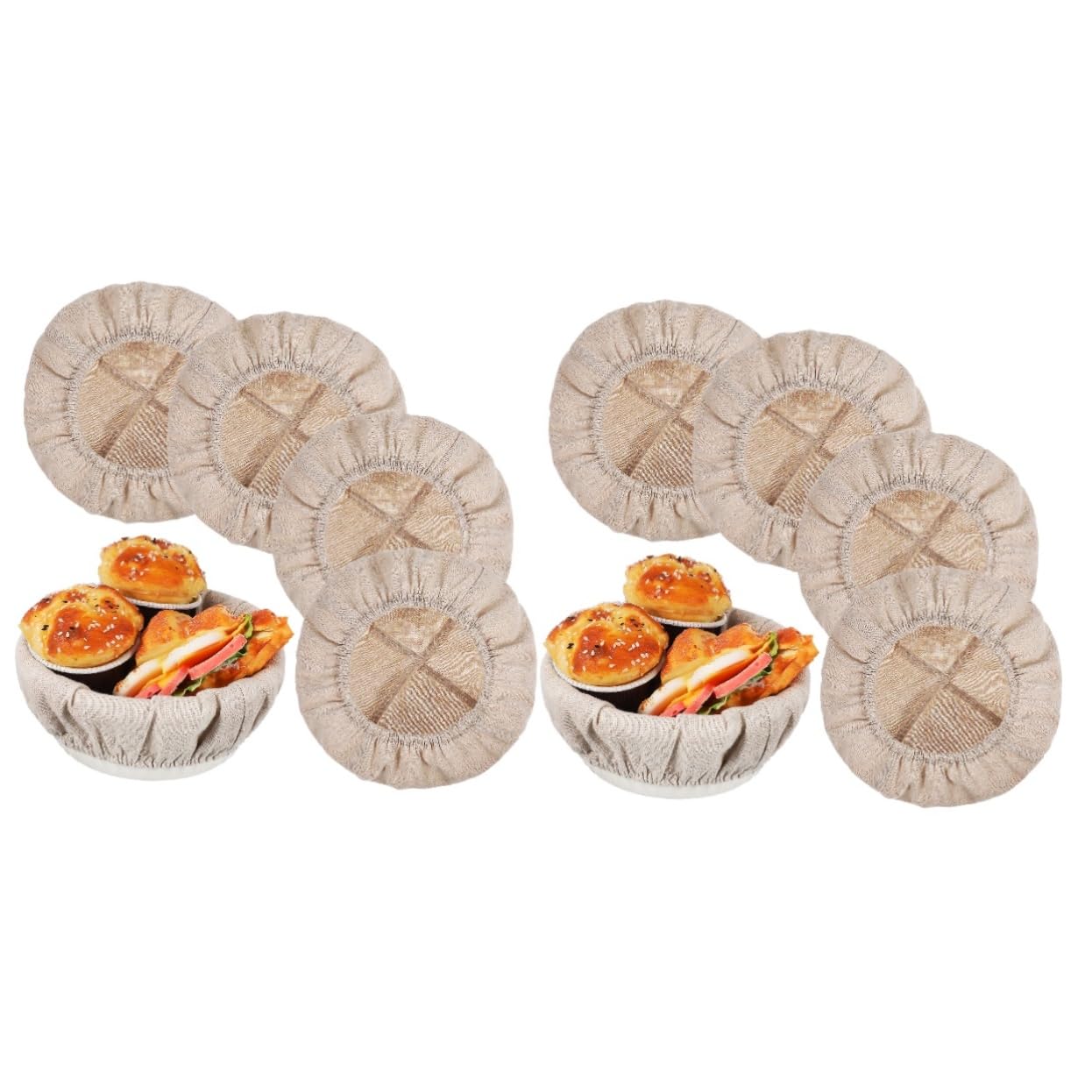 Cubiertas para cestas de pan y cuencos de prueba de tela de ratán lavable, 8 piezas