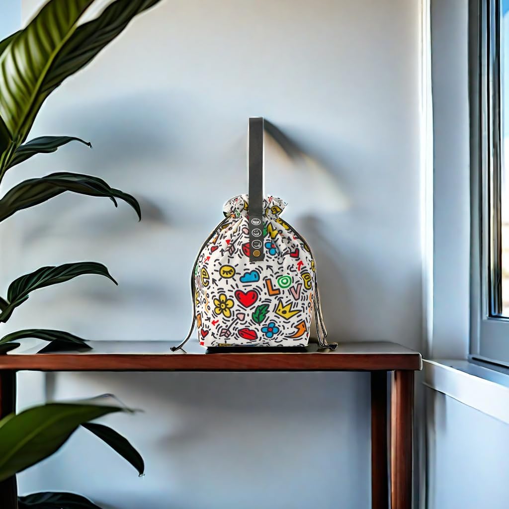 Reusable Lunch Bag,Canvas Drawstring Lunch Bag, Lunch Tote for Work, School, or Picnics, Lightweight & Waterproof, Keeps Food Fresh All Day (Colour) - Image 4