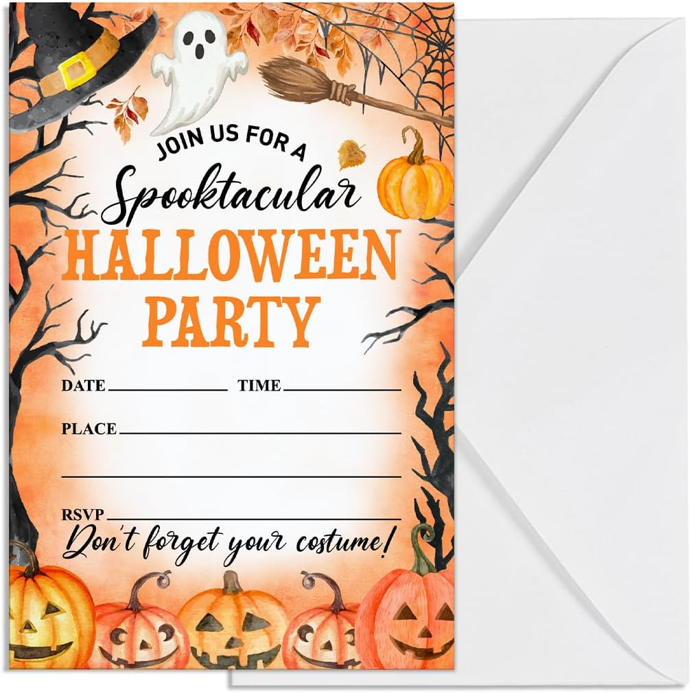 編集可能な邪悪な楽しい時間の招待状 | 紫の魔女のハロウィーン招待状 子供のハロウィーンパーティー招待状 | 子供のハロウィーン コスチュームパーティー招待状 - Etsy 日本 ハロウィン魔女パーティー招待状、不気味なハロウィンコスチュームパーティー招待状カード、封筒付き招待状20セット - 4インチx6イン