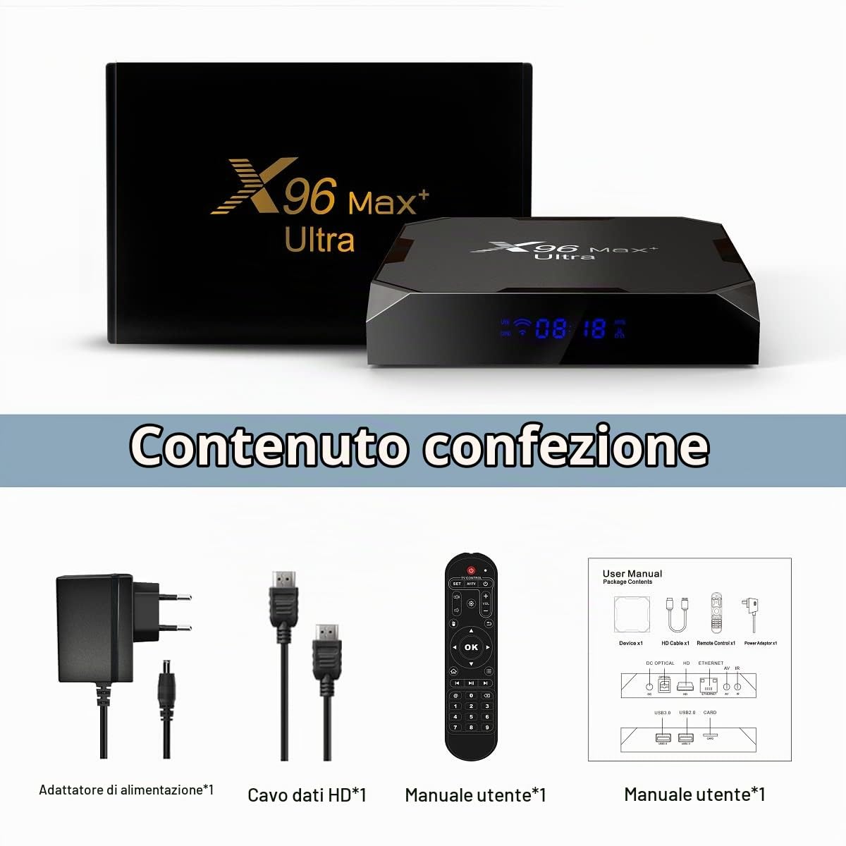 Smart TV Box Upgrade Android 11.0 tv box 4GB+64GB 4K TV Amlogic S905X4 Quad core ARM Cortex-A53 H.265 Decoding 2.4GHz/5GHz WiFi-Black