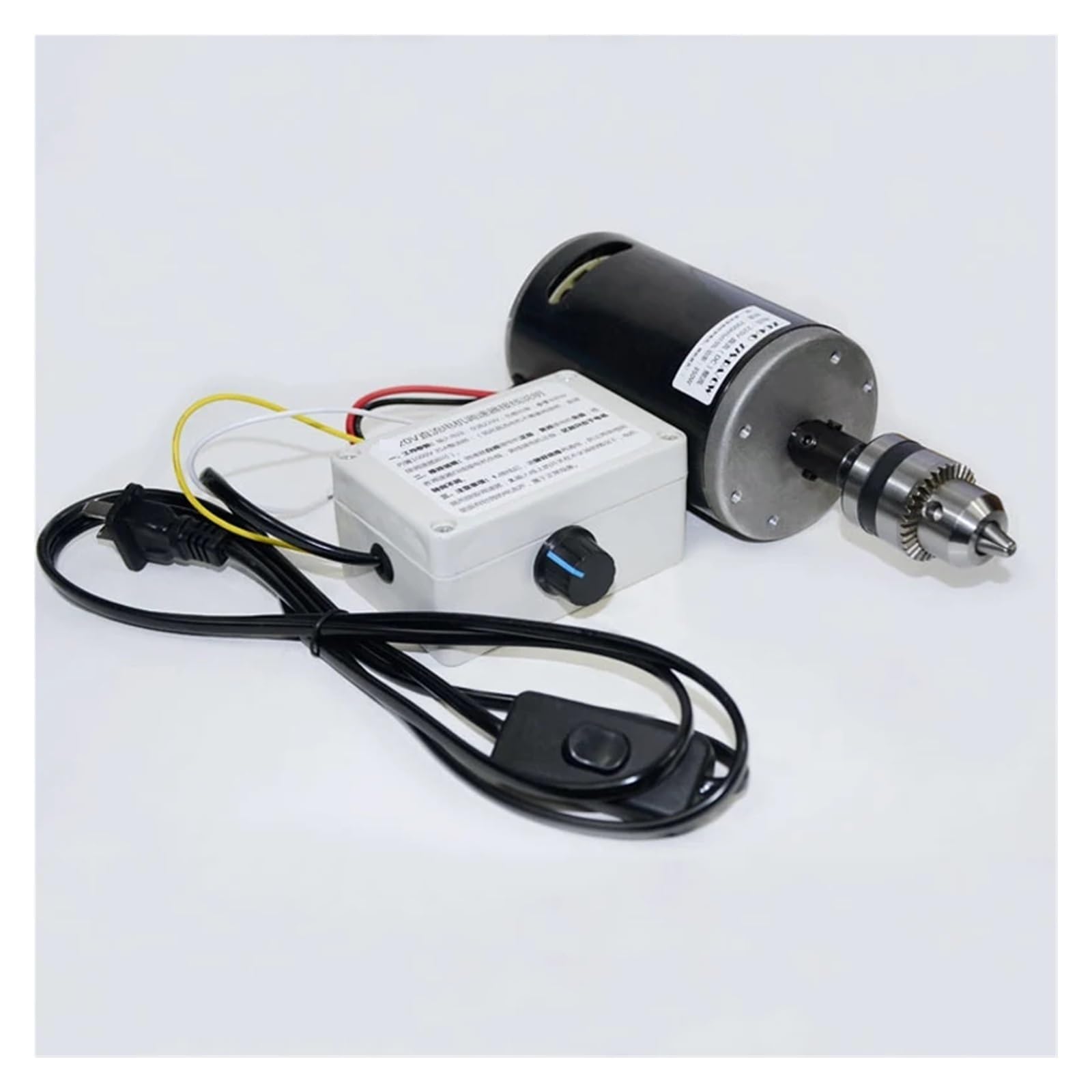DIY torno de cuentas de alta velocidad amoladora eléctrica, juego de taladro de banco controlador de velocidad con Motor de imán permanente de 350W CC 400-7000RPM Para principiantes en bricolaje