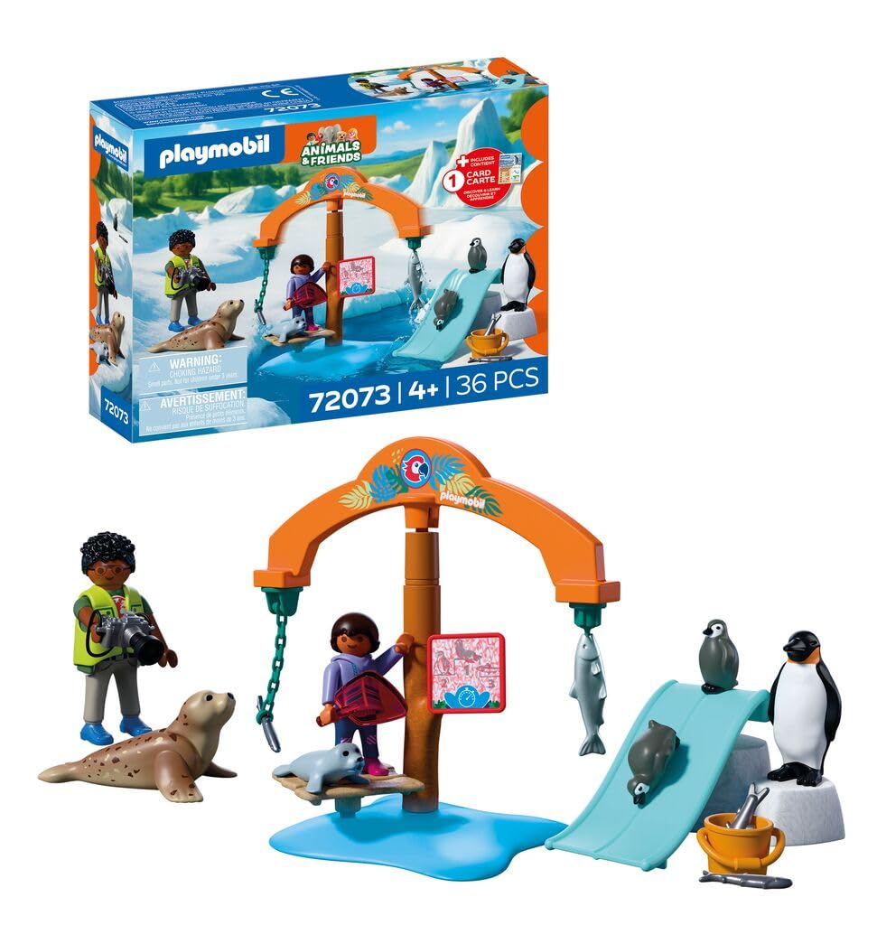 PLAYMOBIL | Animals & Friends | Zoo EIS-Expedition | Pinguine und Robben mit Futter-Karussell | Kinder Spielzeug ab 4 Jahren | 72073