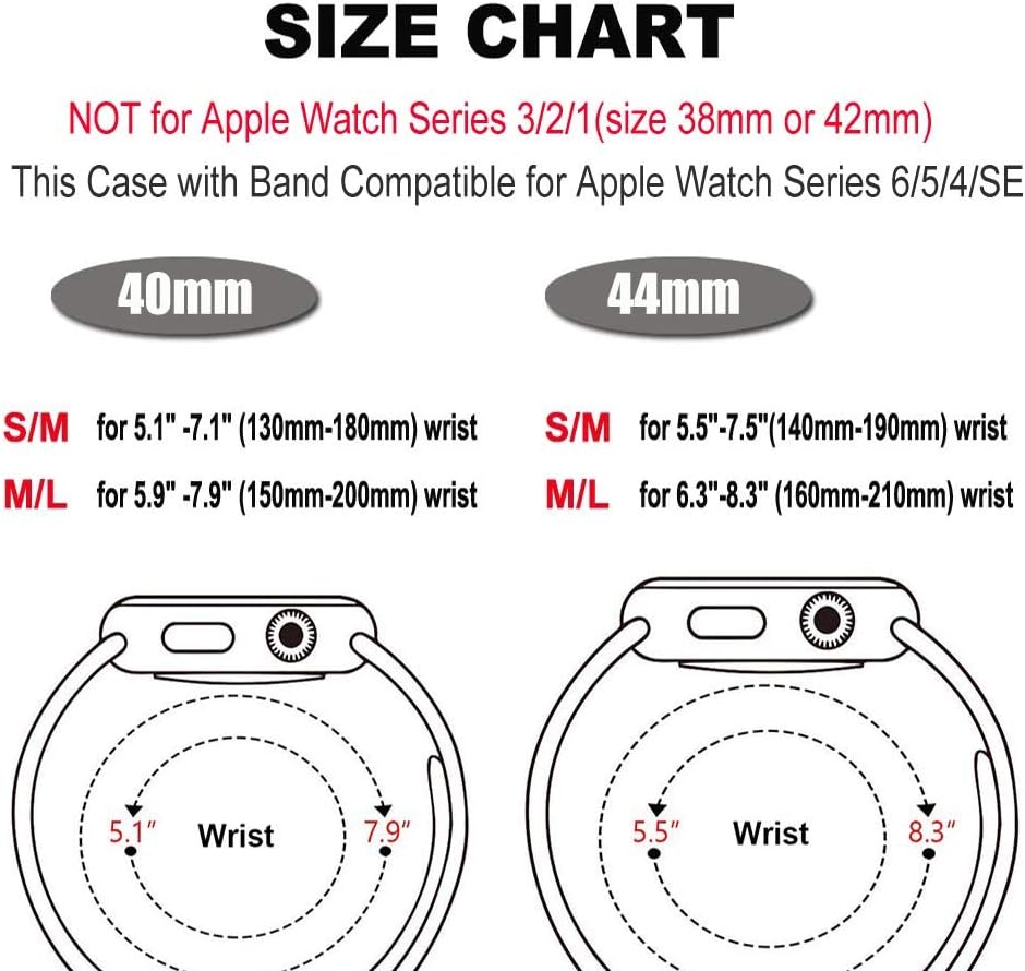 Vopteep Watch Case [Band Included] Compatible for Apple Watch Series 6/SE/5/4 Durable Soft Silicone Strap with Slim Full Coverage Matte Hard Case Replacement for iWatch(Black,44mm S/M) : Cell Phones & Accessories