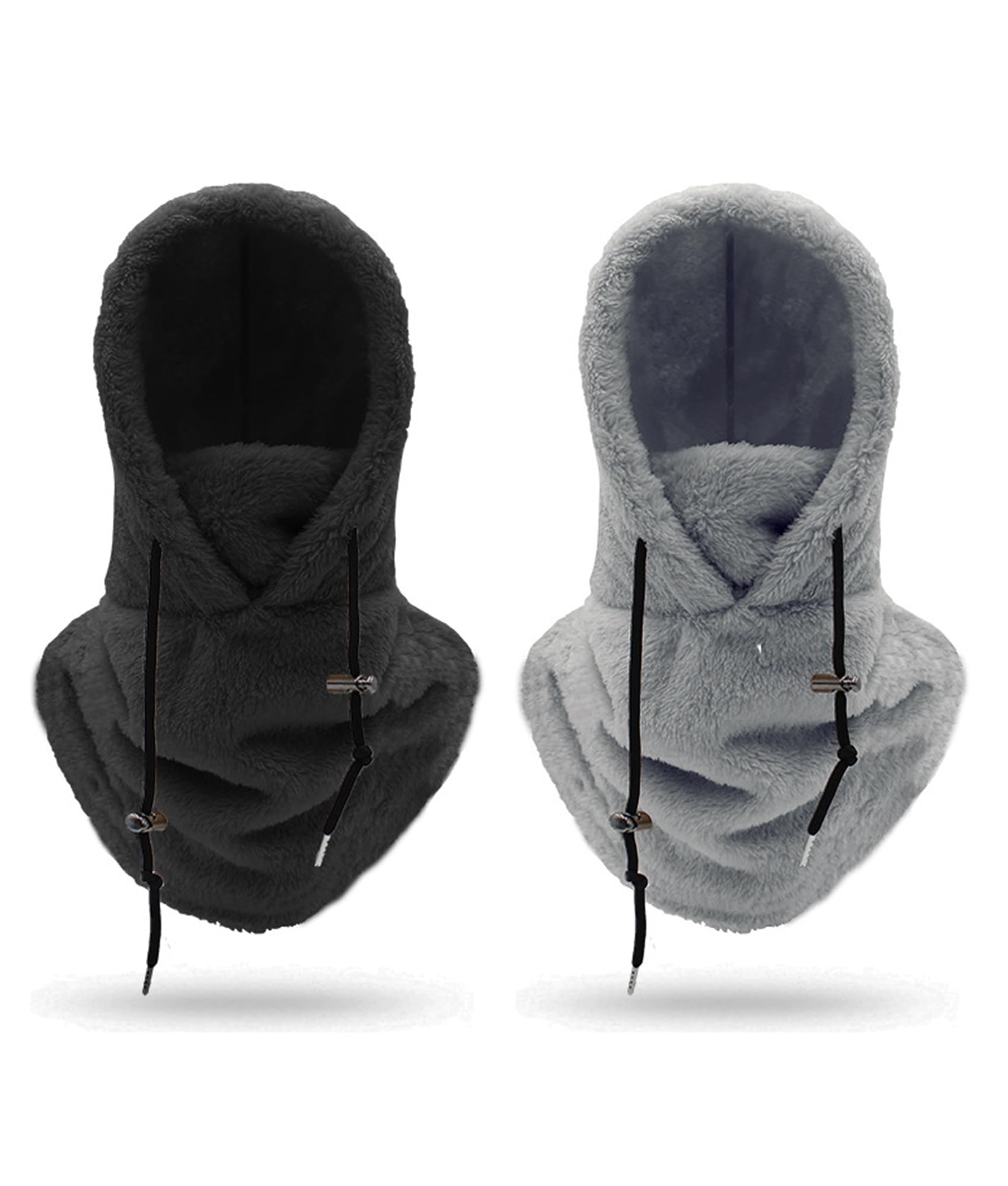 2PCS Hood Ski Mask Winter Balaclavas Adjustable Windproof Fleece Warm Hat for Men Women