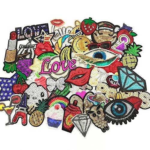 Sorrento Crafts 43235-38667 24Pcs/Lot Assorted Iron-On Or Sew-On Sequins Embroidered Patch Motif Applique Set cover