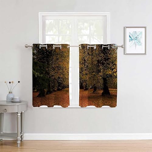 Miniatura 2 de Curtains & Drapes Living Room Orange Landscape Maple Leaf Temporary Doors for Hallways Cortinas para Ventanas De Cuarto 85Inch Width by 85Inch