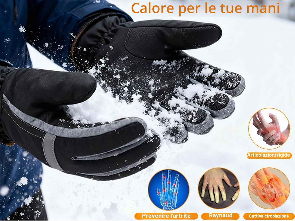 Svpro Guanti riscaldati USB per uomo e donna, con riscaldamento a batteria ricaricabile, guanti caldi elettrici, antivento e impermeabili, touch screen per sci, escursionismo, ciclismo, lavoro