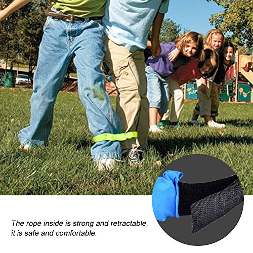 SPYMINNPOO Three Legged Race Bands, 4Pcs Elastic Adjustable Leg Ties for Kids Coordination Game Safe Comfortable Oxford Cloth - Image 4