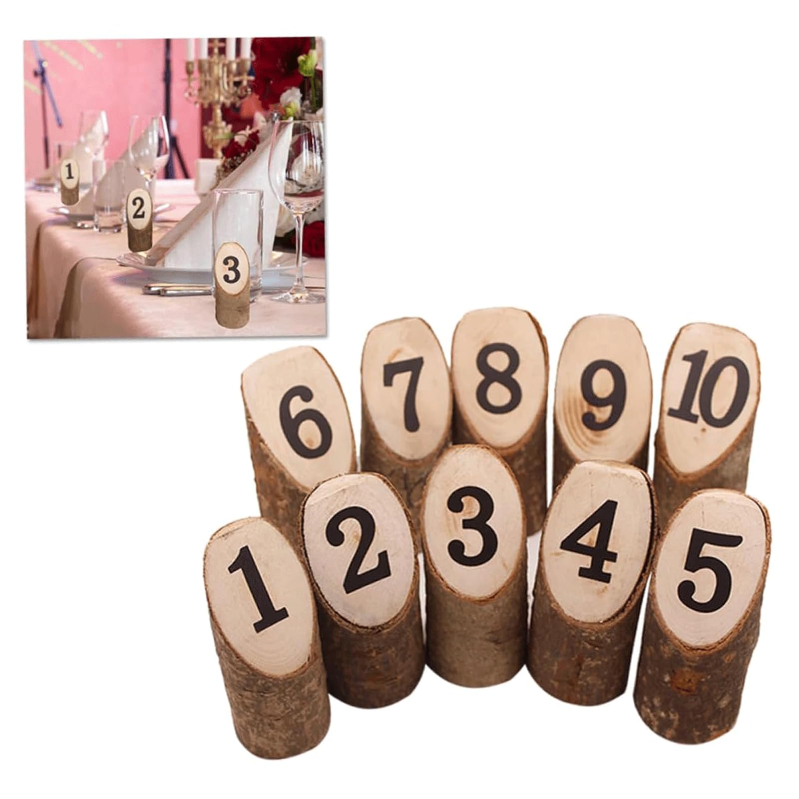 Soporte para números de Mesa de tocón de árbol, Soporte para Tarjetas de Mesa de Madera Natural, Tarjetas para Asientos de Mesa, decoración de restaurantes y Bodas