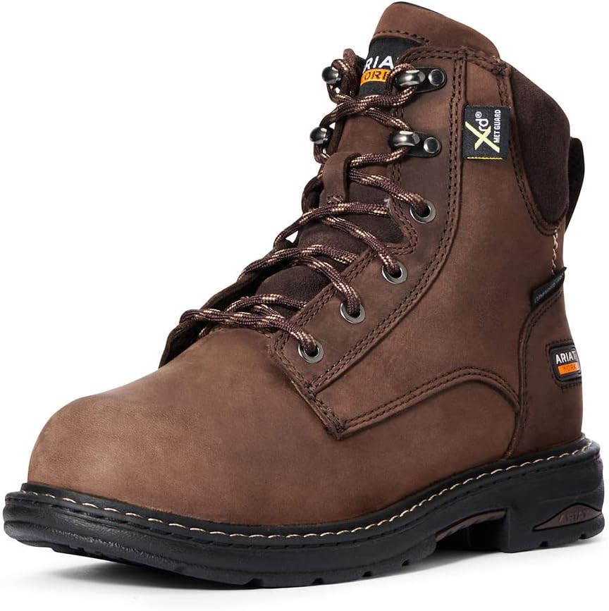 Ariat Womens Casey 6" MetGuard Composite Toe Work Boot Oily Distressed Brown 9